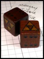 Dice : Dice - 6D - Wood Dice Mahogany Triforce Dice - JA Collection Mar 2024